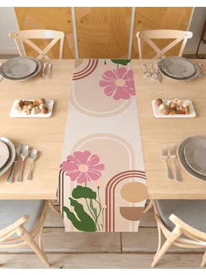 Greendecor Çiçek Bohem Desenli Özel Tasarım Runner Dijital Baskılı Dekoratif Masa Örtüsü Modern Ev Dekorasyonu