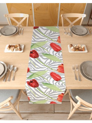 Greendecor Çiçek Bohem Desenli Özel Tasarım Runner Dijital Baskılı Dekoratif Masa Örtüsü Modern Ev Dekorasyonu