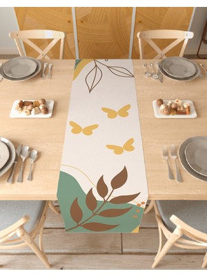 Greendecor Çiçek Bohem Desenli Özel Tasarım Runner Dijital Baskılı Dekoratif Masa Örtüsü Şık Ev Dekorasyonu
