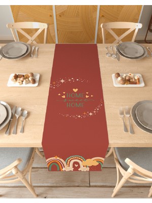 Greendecor Sweet Home Bohem Desenli Özel Tasarım Runner Baskılı Dekoratif Masa Örtüsü Modern Ev Dekorasyonu