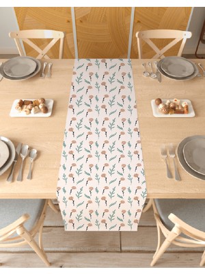 Greendecor Çiçek Bohem Desenli Özel Tasarım Runner Dijital Baskılı Dekoratif Masa Örtüsü Modern Ev Dekorasyonu