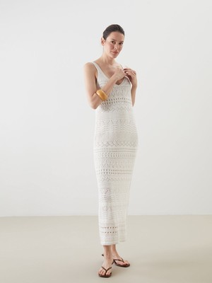 Lc Waikiki Yeni Sezon V Yaka Ajurlu Kadın Triko Elbise