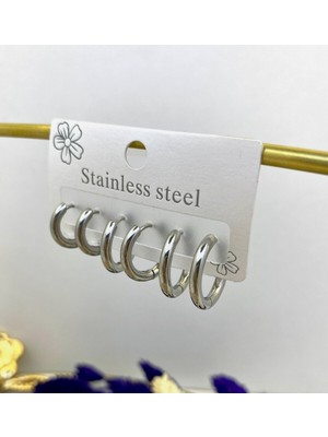 PremiumPort 316L Cerrahi Çelik 6'lı Halka Küpe Seti, Şıklığı ve Kalitesiyle Dikkat Çeker