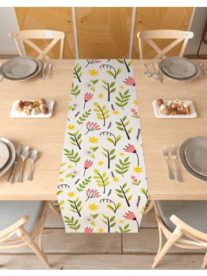 Greendecor Etnik Çiçek Bohem Desenli Özel Tasarım Runner Dijital Baskılı Dekoratif Masa Örtüsü Ev Dekorasyonu