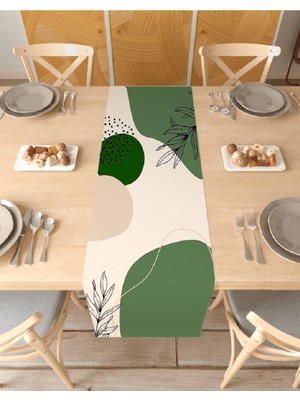 Greendecor Çiçek Yaprak Yıldız Bohem Desenli Baskılı Runner 40X150CM Dijital Baskılı Dekoratif Masa Örtüsü