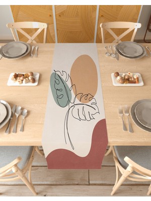 Greendecor Yaprak Güneş Bohem Desenli Baskılı Runner 40X150CM Dijital Baskılı Modern Dekoratif Masa Örtüsü