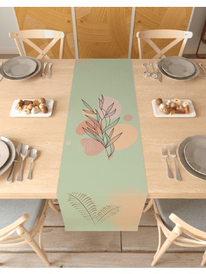 Greendecor Çiçek Bohem Desenli Özel Tasarım Runner Dijital Baskılı Dekoratif Masa Örtüsü Şık Ev Dekorasyonu