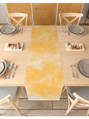 Greendecor Sarı Bohem Bej Desenli Şık Özel Tasarım Runner Dijital Baskılı Dekoratif Masa Örtüsü Ev Dekorasyonu