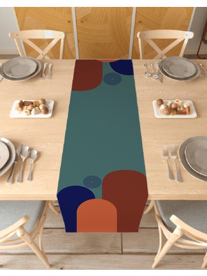 Greendecor Geometrik Çizgi Güneş Desen Özel Tasarım Runner Dijital Baskılı Dekoratif Masa Örtüsü Ev Dekorasyonu