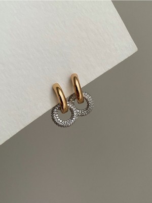 PremiumPort Şık Rose Gold Çelik Stone Hoop Küpe, Uzun Ömürlü ve Kararma Yapmaz