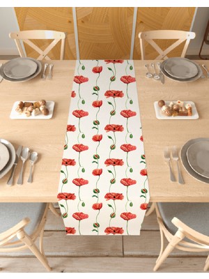 Greendecor Çiçek Bohem Desenli Özel Tasarım Runner Dijital Baskılı Dekoratif Masa Örtüsü Modern Ev Dekorasyonu