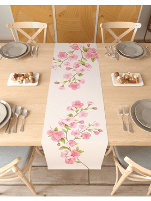 Greendecor Çiçek Bohem Desenli Özel Tasarım Runner Dijital Baskılı Dekoratif Masa Örtüsü Modern Ev Dekorasyonu