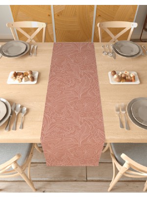 Greendecor Yaprak Bohem Desenli Özel Tasarım Runner Dijital Baskılı Dekoratif Masa Örtüsü Modern Ev Dekorasyonu