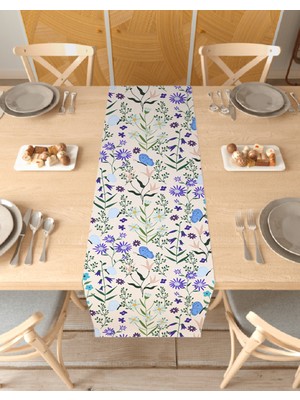 Greendecor Çiçek Bohem Desenli Özel Tasarım Runner Dijital Baskılı Dekoratif Masa Örtüsü Modern Ev Dekorasyonu