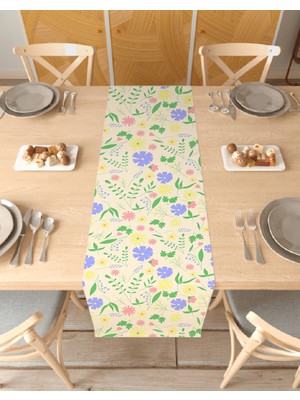 Greendecor Etnik Çiçek Bohem Desenli Özel Tasarım Runner Dijital Baskılı Dekoratif Masa Örtüsü Ev Dekorasyonu