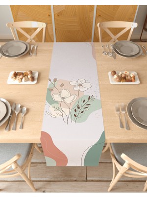 Greendecor Çiçek Bohem Desenli Özel Tasarım Runner Dijital Baskılı Dekoratif Masa Örtüsü Modern Ev Dekorasyonu