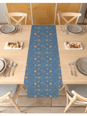 Greendecor Çiçek Bohem Desenli Özel Tasarım Runner Dijital Baskılı Dekoratif Masa Örtüsü Modern Ev Dekorasyonu