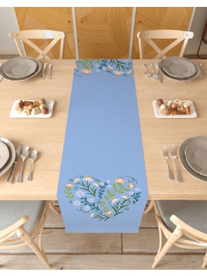 Greendecor Çiçek Bohem Desenli Özel Tasarım Runner Dijital Baskılı Dekoratif Masa Örtüsü Şık Ev Dekorasyonu