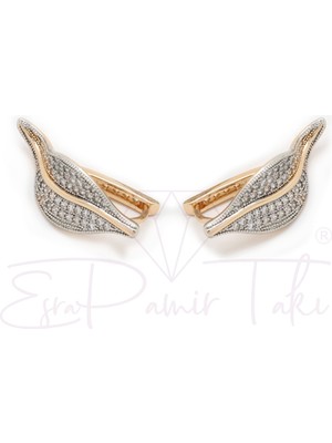 PremiumPort Parlak Zirkon Taşlı Rose Gold Renk Arı Küpe Seti