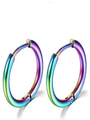 PremiumPort Hologramlı 316L Paslanmaz Çelik Unisex Halka Küpe, Şık ve Dayanıklı