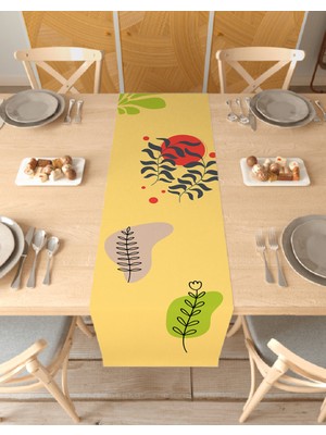 Greendecor Çiçek Bohem Desenli Özel Tasarım Runner Dijital Baskılı Dekoratif Masa Örtüsü Şık Ev Dekorasyonu