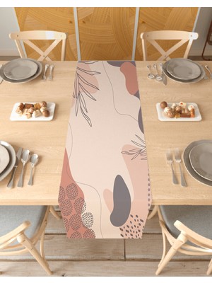 Greendecor Çiçek Yaprak Yıldız Bohem Desenli Baskılı Runner 40X150CM Dijital Baskılı Modern Masa Örtüsü