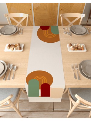 Greendecor Geometrik Çizgi Bohem Desen Özel Tasarım Runner Dijital Baskılı Dekoratif Masa Örtüsü Ev Dekorasyonu