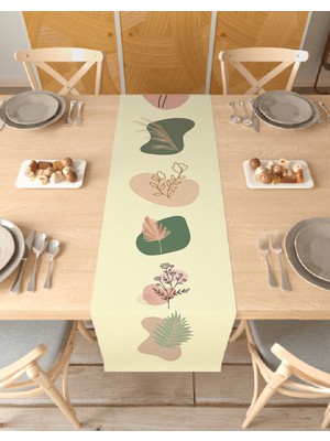 Greendecor Çiçek Bohem Desenli Özel Tasarım Runner Dijital Baskılı Dekoratif Masa Örtüsü Şık Ev Dekorasyonu