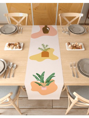 Greendecor Çiçek Bohem Desenli Özel Tasarım Runner Dijital Baskılı Dekoratif Masa Örtüsü Şık Ev Dekorasyonu