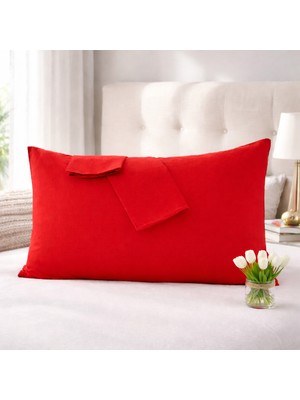 Lila Moon Kırmızı Renkli Pamuklu Ranforce Kumaştan Yastık Kılıfı (2ADET)