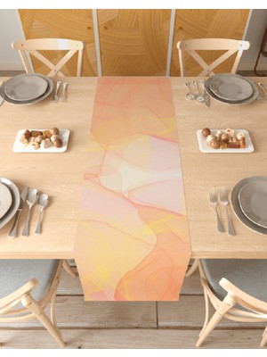 Greendecor Sarı Turuncu Bohem Deseneli Özel Tasarım Runner Dijital Baskılı Dekoratif Masa Örtüsü Ev Dekorasyonu