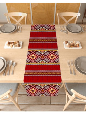 Greendecor Etnik Anadolu Motif Özel Tasarım Desenli Runner Dijital Baskılı Dekoratif Masa Örtüsü Ev Dekorasyonu