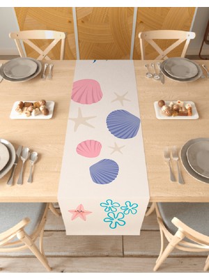 Greendecor Deniz Yıldız Bohem Desenli Özel Tasarım Runner Baskılı Dekoratif Masa Örtüsü Modern Ev Dekorasyonu