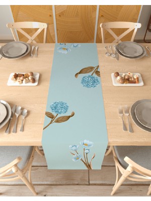 Greendecor Çiçek Bohem Desenli Özel Tasarım Runner Dijital Baskılı Dekoratif Masa Örtüsü Modern Ev Dekorasyonu