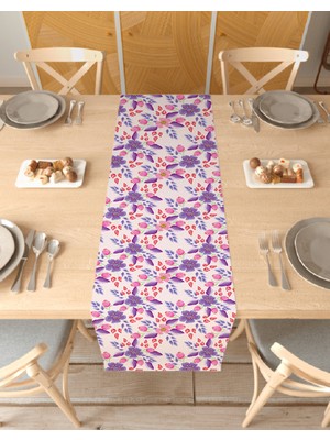 Greendecor Çiçek Bohem Desenli Özel Tasarım Runner Dijital Baskılı Dekoratif Masa Örtüsü Modern Ev Dekorasyonu