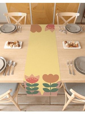 Greendecor Çiçek Bohem Desenli Özel Tasarım Runner Dijital Baskılı Dekoratif Masa Örtüsü Şık Ev Dekorasyonu
