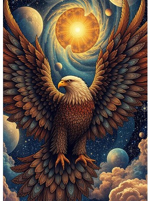 Bedeko Kanat Açmış Kartal Ahşap Tablo