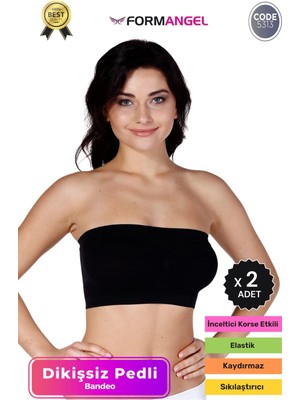 Form Angel #bandeo Seamless Toparlayıcı Kadın Basic Örme Dikişsiz Pedli Bandeo Büstiyer - 2 Adet