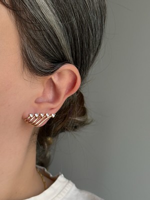 PremiumPort Çelik Rose Gold Çoklu Görünümlü Zarif Firework Küpe, Parlak ve Şık Tasarım