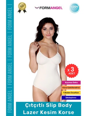 Form Angel #korse Lazer Kesim Seamless Iz Göstermeyen Toparlayıcı Kaymayan Çıtçıtlı Slip Body Korse - 3 Adet