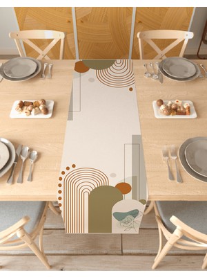Greendecor Çiçek Bohem Desenli Özel Tasarım Runner Dijital Baskılı Dekoratif Masa Örtüsü Modern Ev Dekorasyonu