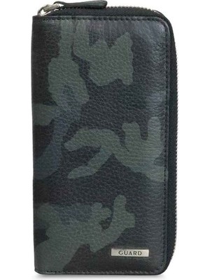Hsc Bilişim Guard Lacivert Kamuflaj Baskılı Deri Fermuarlı Cüzdan