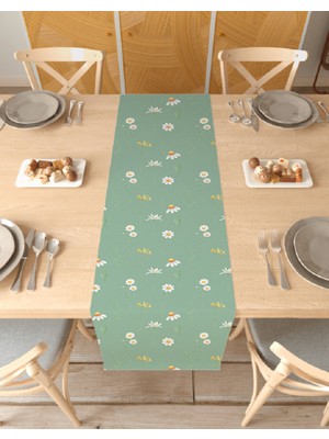 Greendecor Çiçek Bohem Desenli Özel Tasarım Runner Dijital Baskılı Dekoratif Masa Örtüsü Modern Ev Dekorasyonu