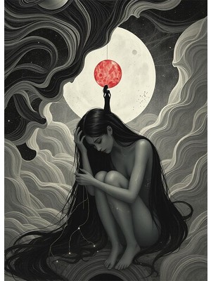 Bedeko Kadın ve Düşünceler Temalı Mdf Ahşap Tablo