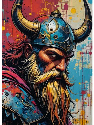 Bedeko Viking Savaşçı Resimli Ahşap Tablo