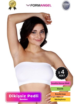 Form Angel #bandeo Seamless Toparlayıcı Kadın Basic Örme Dikişsiz Pedli Bandeo Büstiyer - 4 Adet