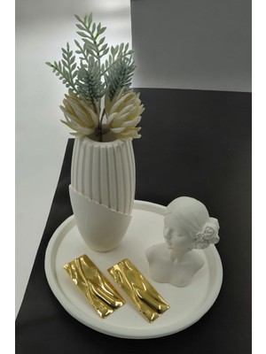 PremiumPort Kadın Çelik Küpe Büyük Dikdörtgen Plaka, Şık ve Modern Tasarım