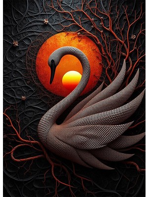 Bedeko Kuğu ve Dallar Mdf Ahşap Tablo