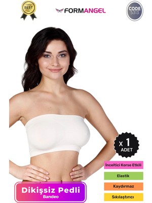 Form Angel #bandeo Seamless Toparlayıcı Kadın Basic Örme Dikişsiz Pedli Bandeo Büstiyer - 1 Adet