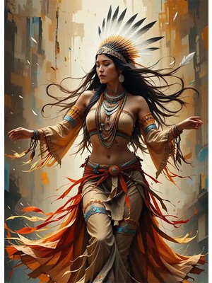 Bedeko Dans Eden Kızılderili Ahşap Tablo